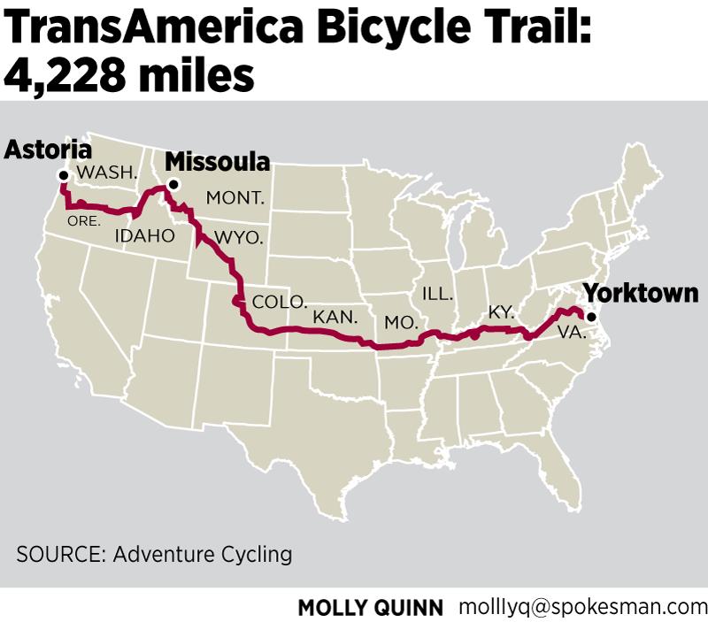 a map of the TransAmerica Bicycle trail. The cycling trail stretches through eastern kentucky and is one way towns are building tourism.