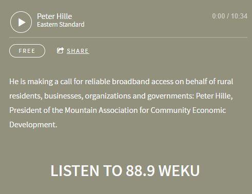 Screenshot of Peter Hille's interview on digital divides and broadband access in Eastern Kentucky.