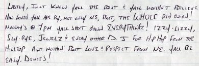 Prisoners send letter to WMMT in Letcher County, Kentucky, to be read on the air or to express their gratitude for Calls from Home.