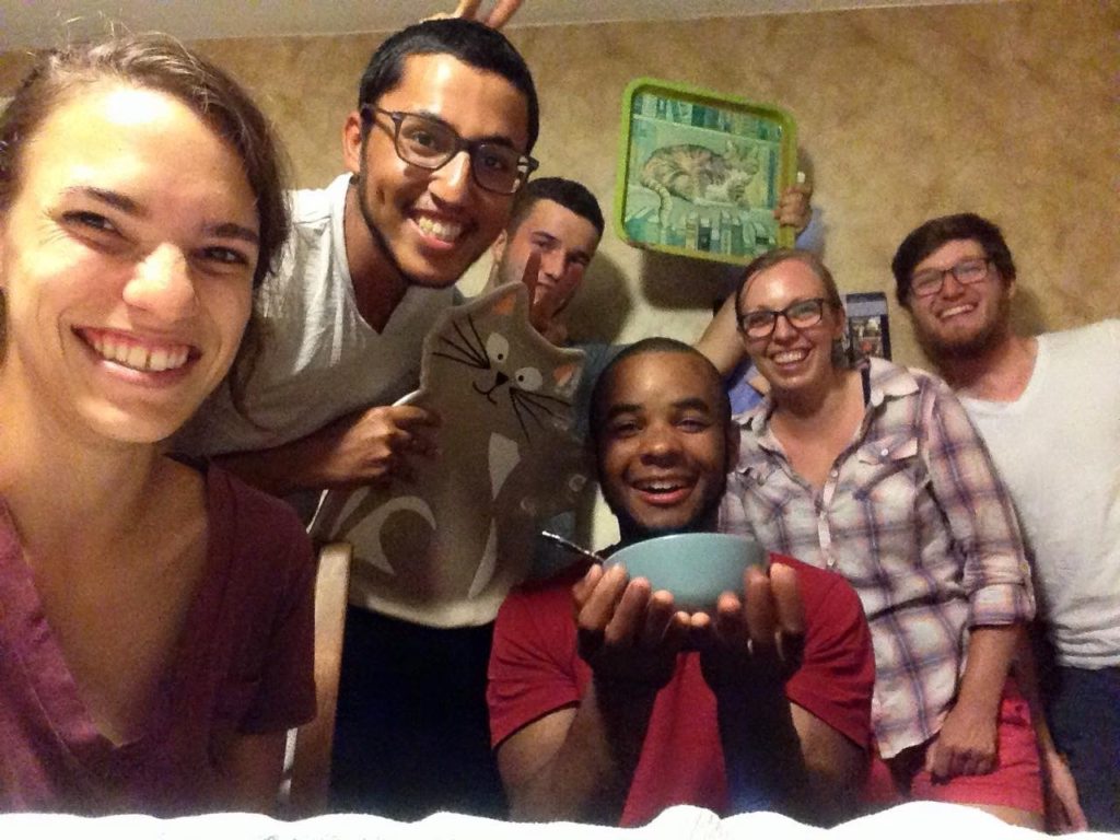 A group of cyclists in Hazard Kentucky taking a break from the transamerica trail. Many perry county residents appreciate the trail