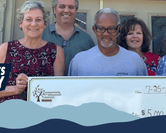 Laurel County African American Heritage Center receives check from the Foundation for Appalachian Kentucky for their work on food security.